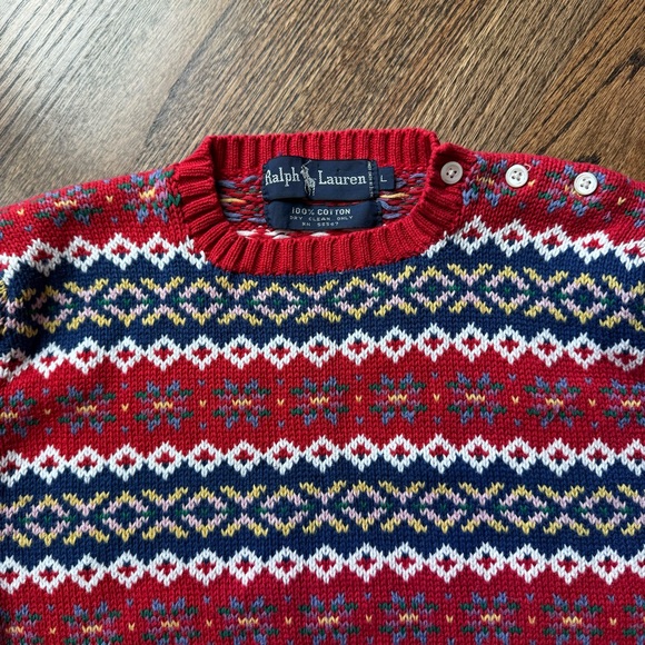 Vintage Ralph Lauren Red Holiday Sweater – Size Large, Excellent Condition - Picture 11 of 11
